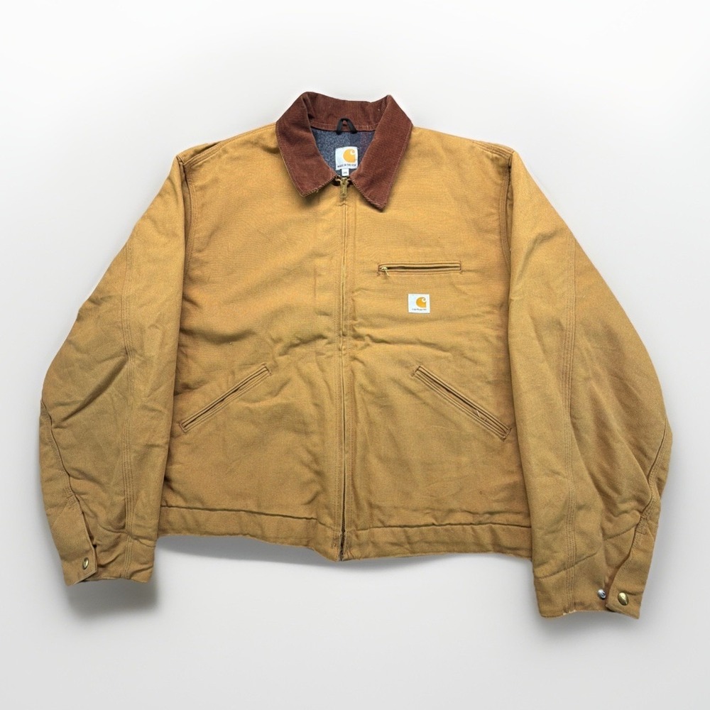 Carhartt Detroit Jacket Mens Full Zip J001 BRN‎ Blanket Lined USA Work Wear